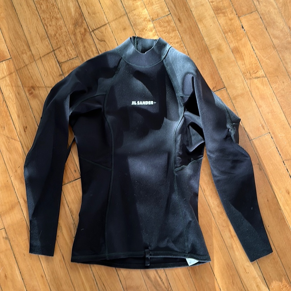 Jil Sander Black Long Sleeve Logo Tee